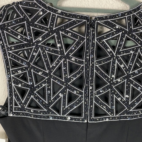 NWT Patra Black Sheath Party Cocktail Mini Dress Geometric Sequin Beaded Sz 4 - Picture 7 of 13